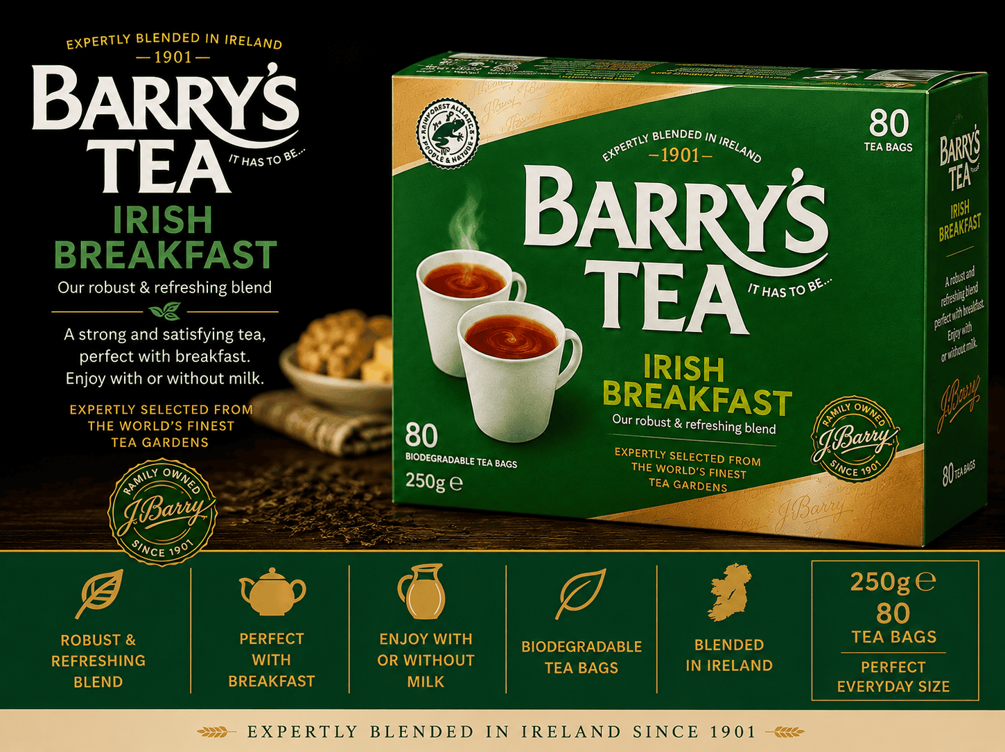 Barry's Tea Irish Breakfast 80 Tea Bags 250g
