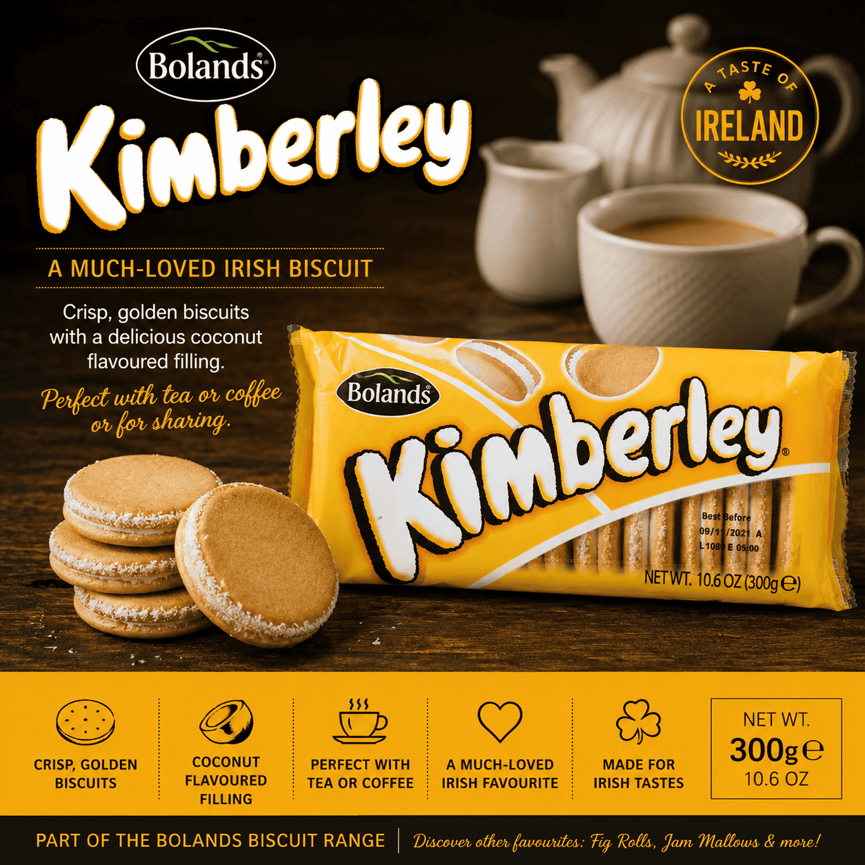 Bolands Kimberley Biscuits 300g packet