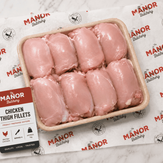 British Chicken Thigh Fillets freshly prepared by Manor Butchery