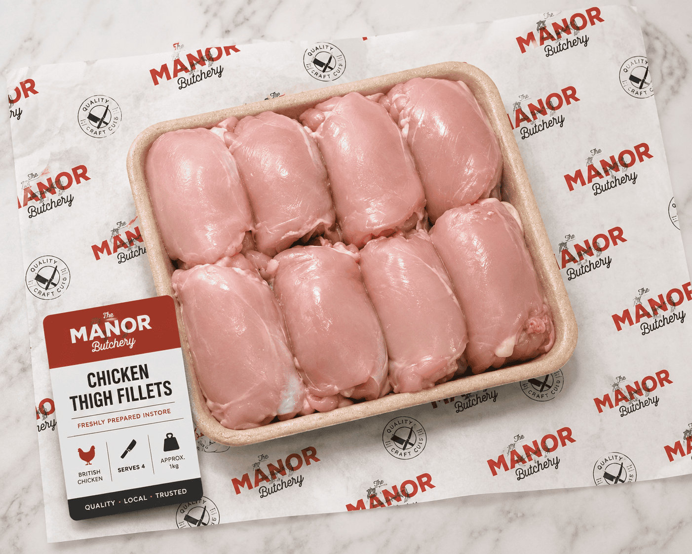 British Chicken Thigh Fillets freshly prepared by Manor Butchery