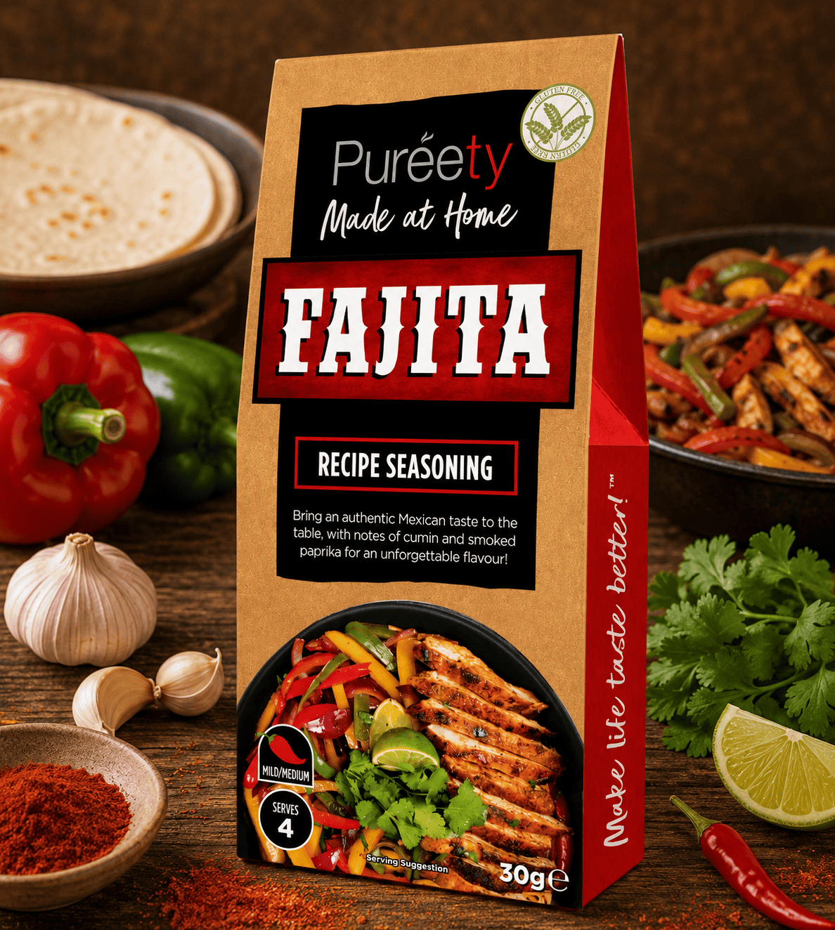 Pureety Made at Home Fajita Recipe Seasoning 50g Gluten Free Tex-Mex Seasoning