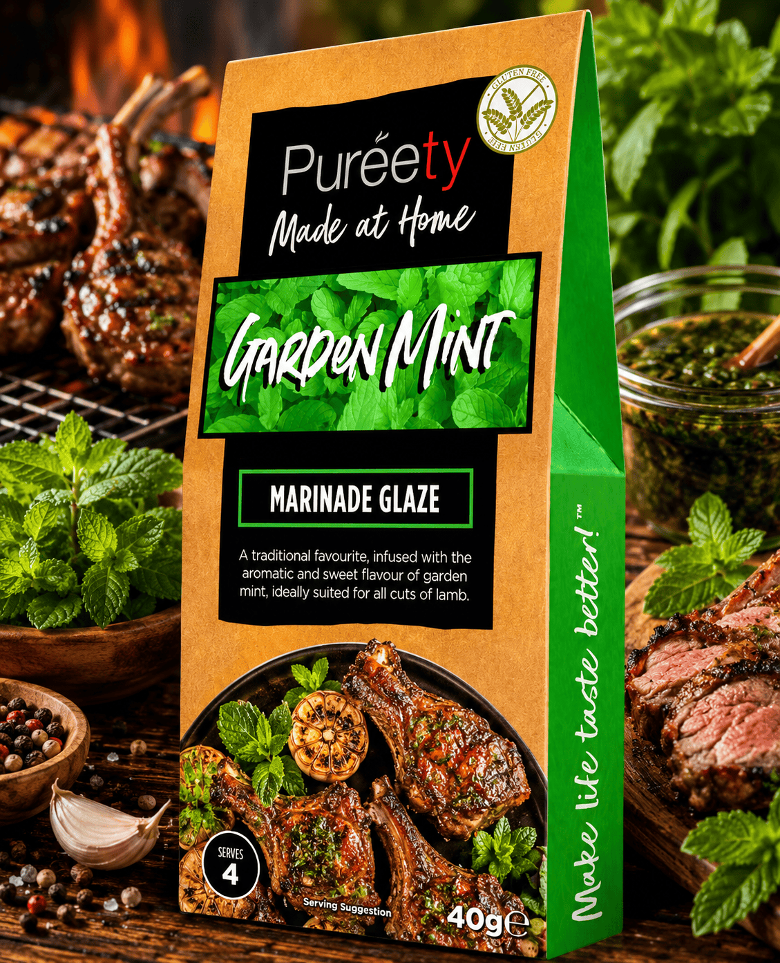 Pureety Made at Home Garden Mint Marinade Glaze 40g gluten free mint glaze for lamb