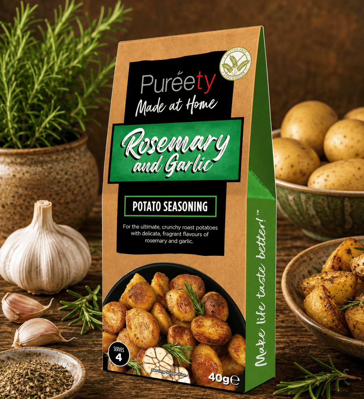 Pureety Made at Home Rosemary & Garlic Potato Seasoning 40g Gluten Free Roast Potato Seasoning