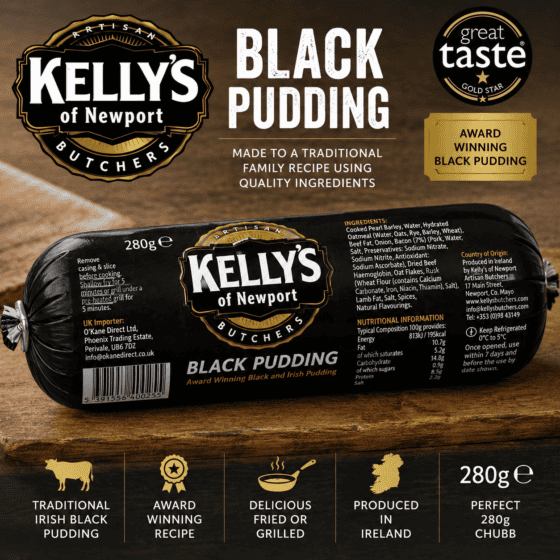 Kelly’s Black Pudding 280g traditional Irish black pudding