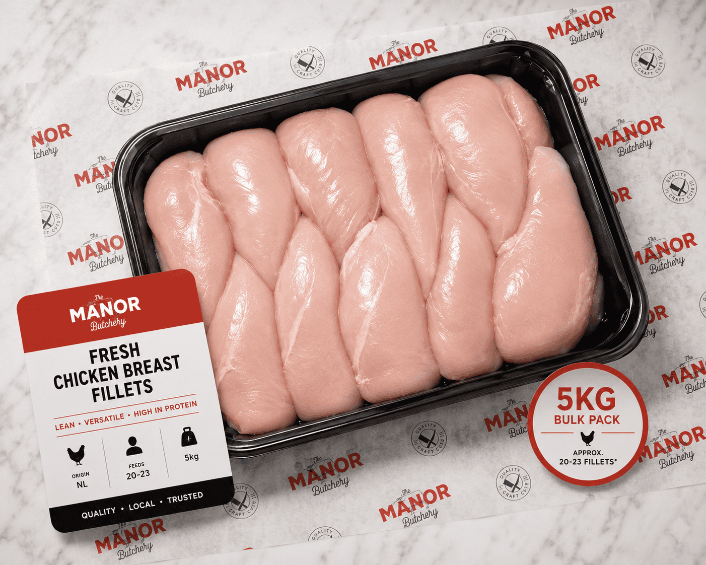 5kg bulk pack of Fresh Chicken Breast Fillets from Manor Butchery