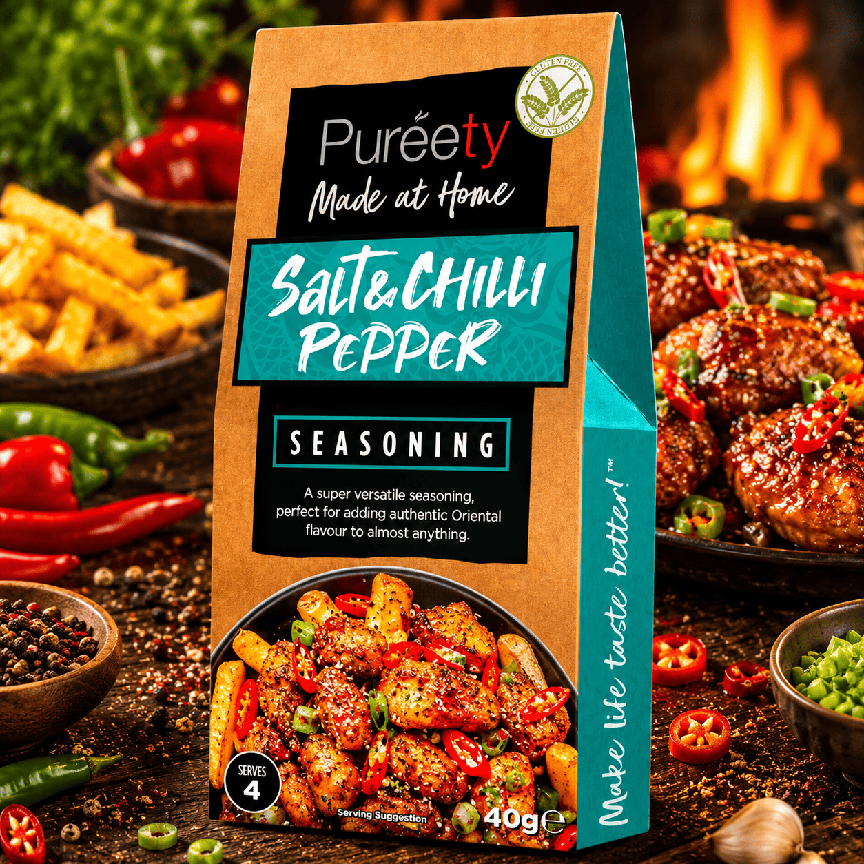 Pureety Made at Home Salt & Chilli Pepper Seasoning 40g gluten free oriental seasoning