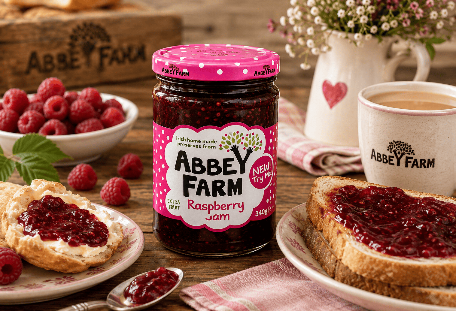 Abbey Farm Raspberry Jam 340g