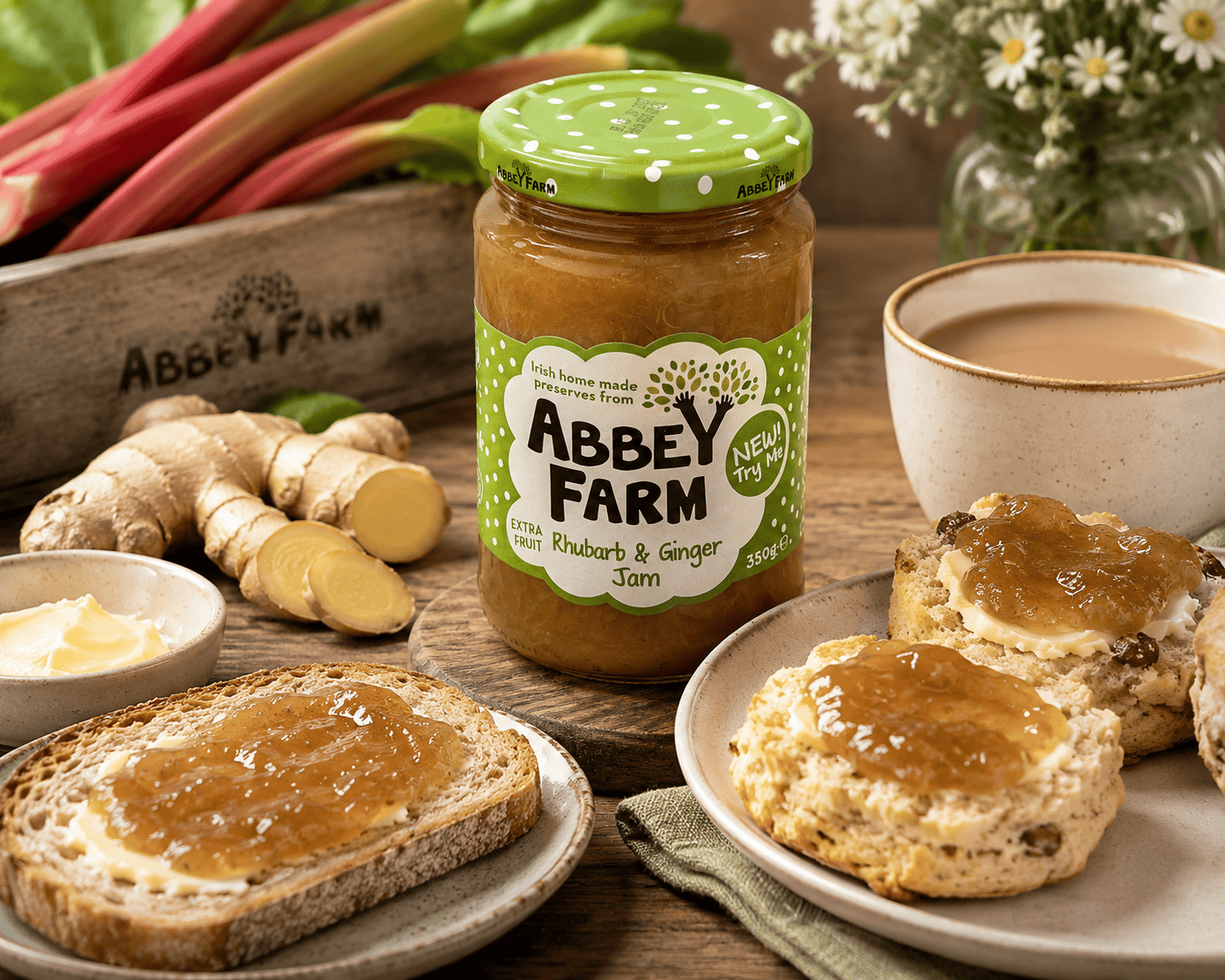 Abbey Farm Rhubarb & Ginger Jam 350g