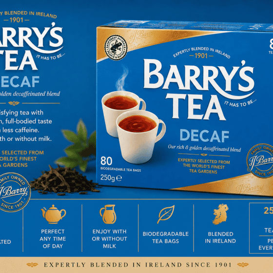 Barry's Tea Decaf 80 Tea Bags 250g information graphic
