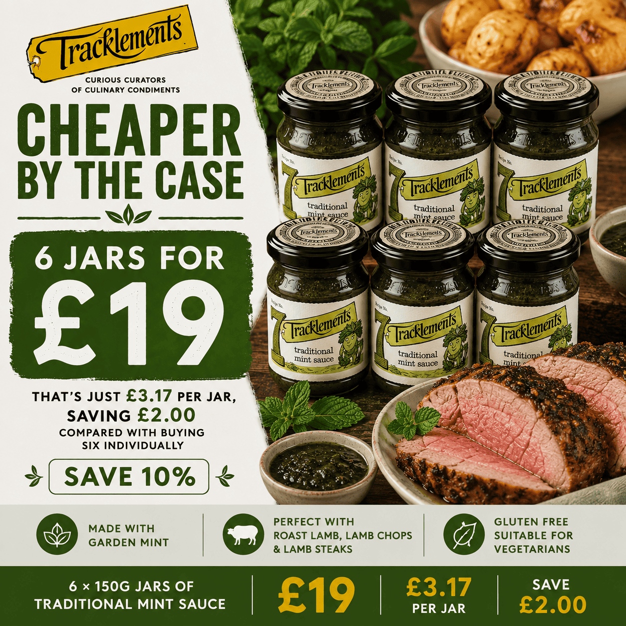 Tracklements Traditional Mint Sauce 150g 6 jars for £19 Cheaper by the Case offer